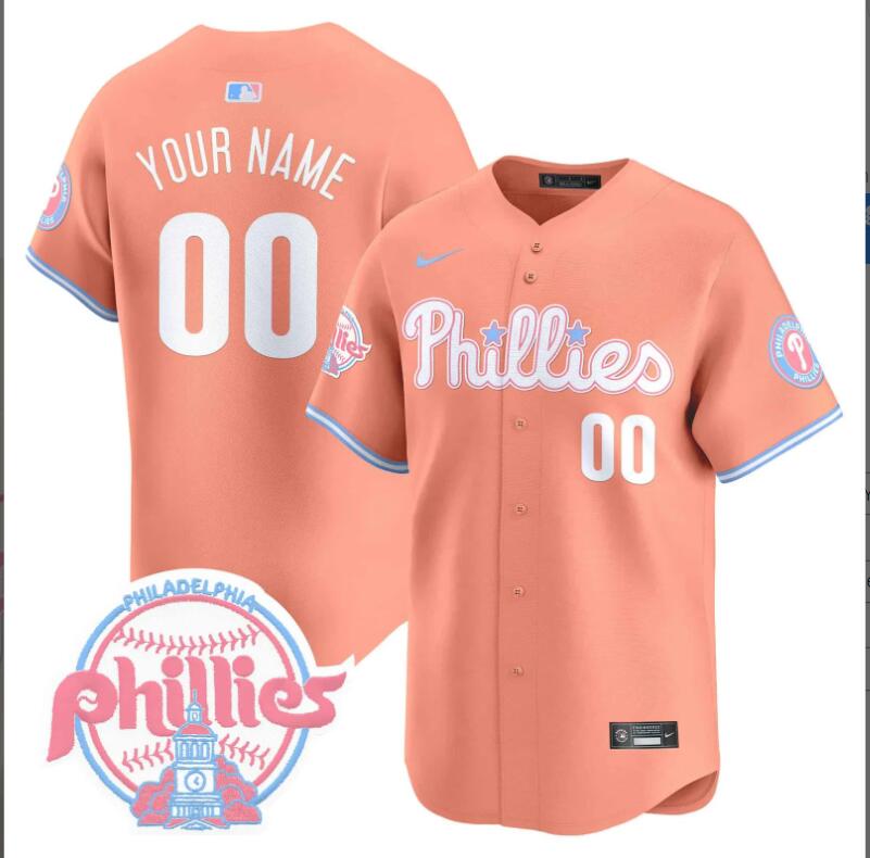 Men Philadelphia Phillies Custom orange 2024 MLB jersey->customized nfl jersey->Custom Jersey